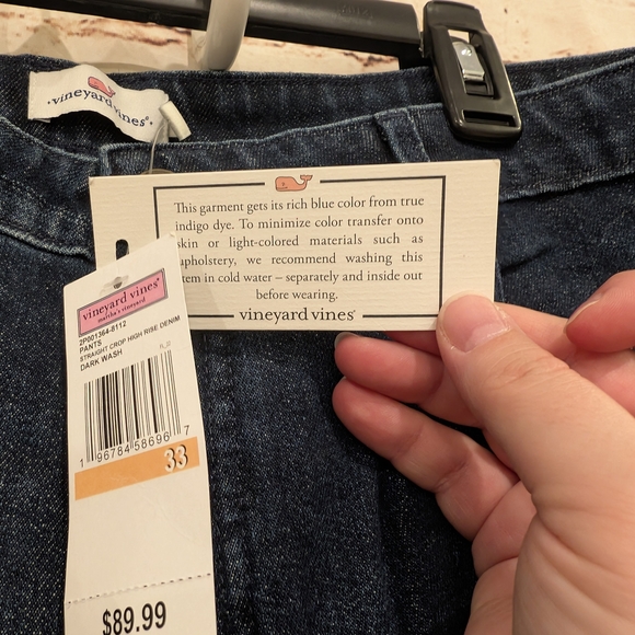 🎉 SALE 🎉 NWT Vineyard Vines Straight High Rise Crop Women's Dark Blue Jeans - Picture 11 of 15